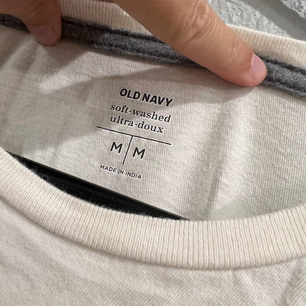 Old Navy Soft Washed White Striped Tee - Picture 2 of 2